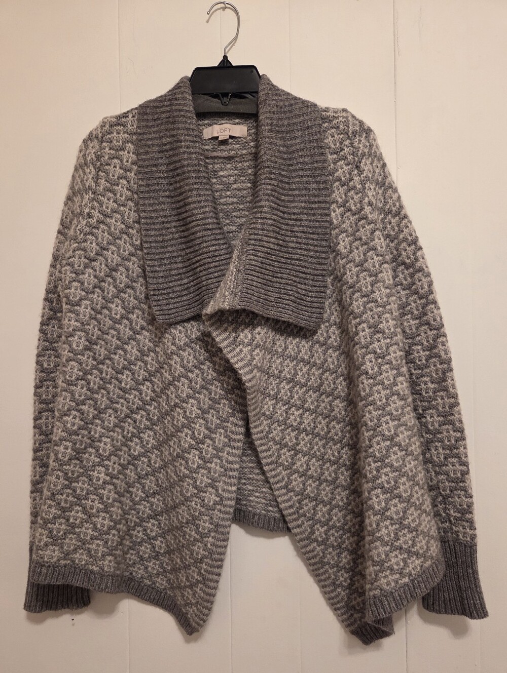 LOFT Women's Gray Knit Open Cardigan Sweater